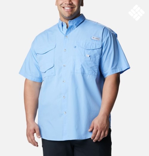 Men's Columbia PFG Bonehead Short Sleeve Shirts Light Blue | Plus Size CA-D6C84